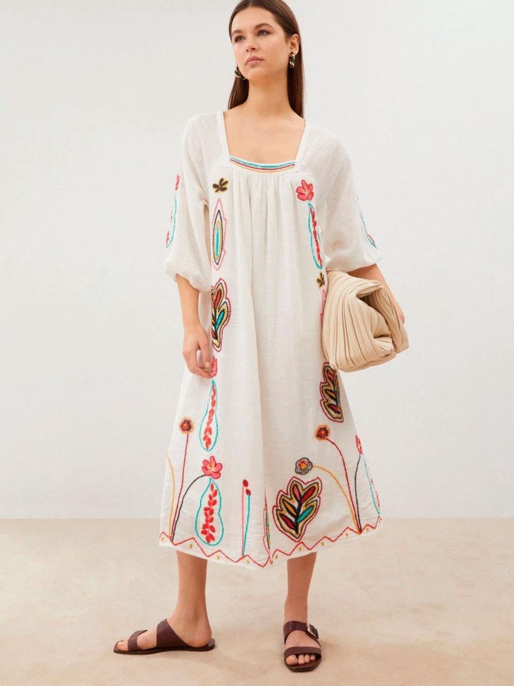 NWT See And Be Seen Palm Springs Embroidered MidI Dress